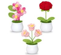 Weldomcor 3 pezzi regalo di supporto emotivo, divertente supporto emotivo pianta lavoro a maglia uncinetto fiori bouquet kit fatto a mano supporto emotivo lavorato a maglia pianta all'uncinetto per