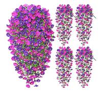 Weldomcor 4 fiori artificiali da appendere, lunghi, fiori di gloria mattutina, viola e fucsia, resistenti ai raggi UV, per matrimoni, giardino e cortile