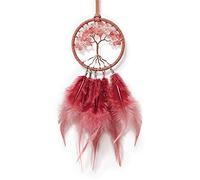 Weldomcor Acchiappasogni Fatto a Mano Auto Dreamcatcher Bohemien Piuma Indiano Acchiappasogni per Le Ragazze Kids Bedroom Wall Hanging Decorazione Regalo di Benedizione, Rosso