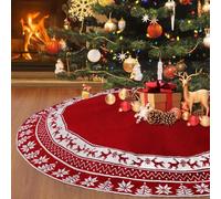 Weldomcor Gonna Albero di Natale Lavorata 122 cm Rustica Grande Tappeto Albero di Natale Gonna Base Tappetino Copertura per Albero di Natale Ornamenti Natalizi Decorazione della casa, Rosso
