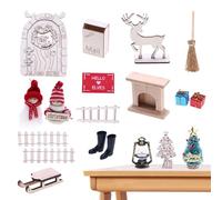 Weldphur Decorazioni Natalizie per Il Giardino delle Fate, Miniature Natalizie del Giardino delle Fate - Porta delle Fate di Natale in Legno per Il Giardino delle Fate - Kit di Decorazione per Porte