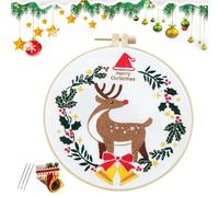 Weldphur Kit Di Ricamo Natalizio Per Principianti | Attrezzi Per Lavoro Ad Ago Stagionale,Per Ricamo D'Arte Natalizia | Adatto A Principianti E Adulti, Per Hobby E Creatività, Per Le Feste In Casa Con