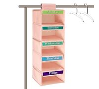 Weldphur Organizzatore per vestiti con i giorni della settimana, a cinque livelli, organizer settimanale per bambini, per scuola, classe, dormitorio, casa, armadio, porta bambini, adolescenti, ragazze
