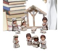 Weldphur Statuine in resina per presepe | Statuine natalizie da banco per presepe in miniatura - 12 set di scene natalizie da collezione, collezione vacanze religiose Gesù bambino