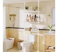 WELDUN Scaffale portaoggetti sopra il WC, scaffale da bagno a 3 ripiani per spazio stretto e piccolo, senza foratura, altezza regolabile da 122 a 315 cm e larghezza da 49 a 79 cm, bianco