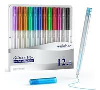 Welebar Penne gel glitter per Cricut Maker 3/Maker 4/Explore 3/Explore 4/Air 2, set di 12 colori assortiti, 0,8 penne glitterate per scrivere e disegnare, compatibile con tagliatrice Cricut