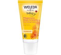 WELEDA Bio Baby Calendula crema nutriente corpo e viso 30 ml - crema cosmetica naturale per viso/pelle con olio di sesamo e lanolina per la cura della pelle secca, crema idratante per neonati e