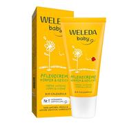 WELEDA Bio Baby Calendula crema nutriente corpo e viso 30 ml - crema cosmetica naturale per viso/pelle con olio di sesamo e lanolina per la cura della pelle secca, crema idratante per neonati e