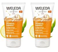 Weleda KIDS 2in1 Doccia-Shampoo profumo Arancia Fruttata, detergente corpo&capelli, formula delicata per bambini grandi (1X150 ml) (Confezione da 2)