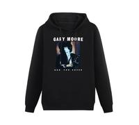 WELENAGA Men Long Sleeve Printed Hoodies Gary Moore Run for Cover Hoody Sweatershirt Black XXL