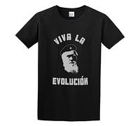 WELENAGA Men's Charles Darwin Viva La Evolucion Evolution Funny Graphic Top Printed Shirt Short Sleeve Tee Mens T-Shirts Black XXL