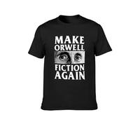 WELENAGA Men's Make Orwell Fiction Again 1984 Big Brother Conspiracy Graphic Tee Printed Top Mens Shirt T-Shirts Black XXL
