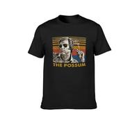 WELENAGA Men's The Possum Funny Country Music George Jones Black Men Graphic Printed Top Unisex Tee T-Shirts Black L