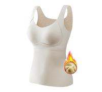 Welfaries Canottiere Termiche da Donna con Reggiseno Incorporato Canotta Invernale Calda e Spessa con Reggiseno a mensola (Beige,M)
