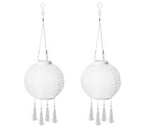 WELFE AMARE 9700-1013-101 - Lampione solare, set da 2 pezzi, con nappe, diametro circa 20 cm, con 1 LED bianco caldo