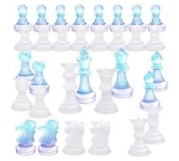 Welhammsae Set di Stampi in Resina per Scacchiere, 16 Pezzi di Scacchi 3D Stampi per Colata di Resina, Kit Fai Da Te per Principianti