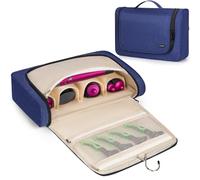 WELIDAY Custodia da viaggio compatibile con Dyson Airwrap Styler, organizer da viaggio portatile per arricciacapelli e attacco con tasche multiple (design aperto frontale, blu)