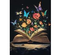 WELIWE 5D Diamond Painting Kit Di Adesivi Con Diamanti Fai Da Te Per Bambini E Adulti Principianti Perfetto Come decorazione della casa Farfalla Fiore nel Libro 40x50 cm