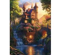 WELIWE 5D Diamond Painting Kit Di Adesivi Con Diamanti Fai Da Te Per Bambini E Adulti Principianti Perfetto Come decorazione della casa Cascata del Castello 40x50 cm