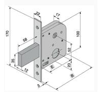 Welka 075 - Serratura Infilare per Cancello Entrata 45 mm. 100x84x17 mm.