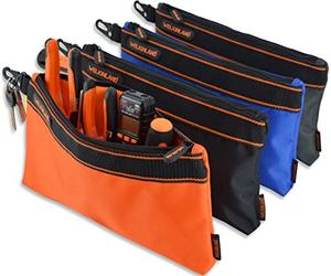 WELKINLAND Confezione da 4 borse per attrezzi resistenti, borsa per attrezzi da elettricista con 4 tasche per attrezzi, borsa per attrezzi con clip e tasca per accessori
