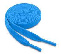 WELKOO lacci piatti, lacci durevoli in cotone 100%, 1 paio. Colori Azzurro e lunghezza (150 cm x 8 mm). Compatibile con Nike, Adidas, Converse, Reebok, New Balance e molti altri.