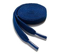 WELKOO lacci piatti, lacci durevoli in cotone 100%, 1 paio. Colori Blu scuro e lunghezza (120 cm x 8 mm). Compatibile con Nike, Adidas, Converse, Reebok, New Balance e molti altri.