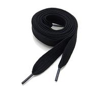 WELKOO lacci piatti, lacci durevoli in cotone 100%, 1 paio. Colori Nero e lunghezza (120 cm x 8 mm). Compatibile con Nike, Adidas, Converse, Reebok, New Balance e molti altri.