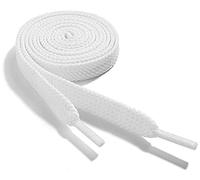 WELKOO lacci piatti, lacci durevoli in cotone 100%, 2 paia. Colori bianco e lunghezza (150 cm x 8 mm). Compatibile con Nike, Adidas, Converse, Reebok, New Balance e molti altri.