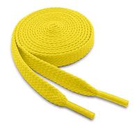 WELKOO lacci piatti, lacci durevoli in cotone 100%, 2 paia. Colori Giallo e lunghezza (150 cm x 8 mm). Compatibile con Nike, Adidas, Converse, Reebok, New Balance e molti altri.