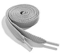 WELKOO lacci piatti, lacci durevoli in cotone 100%, 2 paia. Colori Grigio e lunghezza (120 cm x 8 mm). Compatibile con Nike, Adidas, Converse, Reebok, New Balance e molti altri.