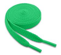 WELKOO lacci piatti, lacci durevoli in cotone 100%, 2 paia. Colori verde e lunghezza (120 cm x 8 mm). Compatibile con Nike, Adidas, Converse, Reebok, New Balance e molti altri.