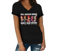 Well Behaved Women Rarely Make History Shirt Scollo a V Juneteenth Black History Camicie da donna, Nero , S