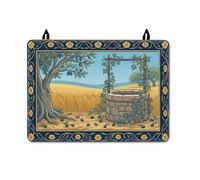 Well - Copertura superiore per stufa elettrica, rustica, olivo, edera, blu, lavabile, impermeabile, per piano in vetro, cucina, piano di lavoro elettrico, decorazione, 71 x 50 cm