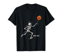 Well Funny Running Skeleton Halloween Pumpkin Maglietta