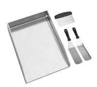 WELL GRILL 48 x 34 cm, piastra in acciaio inox con spatola, set di raschietti adatto per Weber Genesis II, Broil King Imperial/Scaffale, barbecue Plancha
