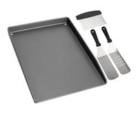 WELL GRILL Piastra in ghisa Plancha, 40 x 30 cm, con spatola per barbecue, universale, accessorio per barbecue Weber, Landmann e barbecue a carbonella