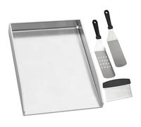 WELL GRILL Piastra per barbecue, 45 x 34 cm, in acciaio inox, Plancha e spatola, set adatto per barbecue a gas Napoleon LE/LEX/Prestige & Rösle e altri barbecue a carbonella