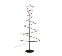 Well Home Albero di Natale decorativo in metallo nero con stella con 46 luci LED e timer 24x10x53cm