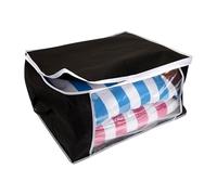 Well Home - Borsa portaoggetti trasparente, resistente e spaziosa, 60 x 45 x 30 cm, colore nero, con bordi bianchi