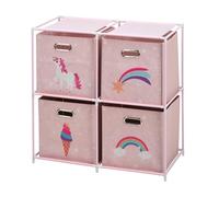 Well Home - Cassettiera per bambini a 4 scomparti, con telaio in metallo e colore rosa