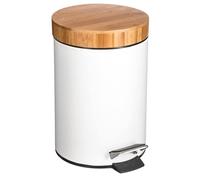 Well Home - Cestino in metallo 3L con design in bambù "Natureo", ideale per bagno o scrivania