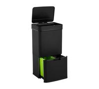 WELL HOME Cestino per rifiuti 62L (37L+25L), con 2 scomparti, apertura automatica con sensore, in acciaio inox, nero