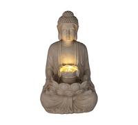 Well Home Fontana Buddha in colore sabbia con luci LED per spazio esterno 28,5 x 24,5 x 48 cm