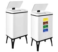 WELL HOME MOBILIARIO & DECORACIÓN 2 bidoni della spazzatura intelligente da 40 l, altezza: 71,5 (x35,5 x 26), bianco con etichette magnetiche