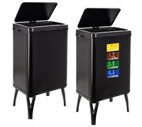 WELL HOME MOBILIARIO & DECORACIÓN 2 bidoni della spazzatura intelligente da 40 l, altezza: 71,5 (x35,5 x 26), nero con etichette magnetiche