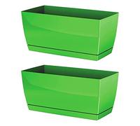 WELL HOME MOBILIARIO & DECORACIÓN 2 x Fioriera di plastica Coubi Case P in colore verde oliva 24 (lunghezza) x 12 (larghezza) x 11 (altezza) cm