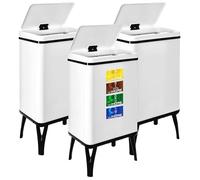 WELL HOME MOBILIARIO & DECORACIÓN 3 bidoni della spazzatura intelligente da 40 l, altezza: 71,5 (x35,5 x 26), bianco con etichette magnetiche
