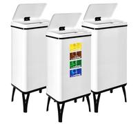 WELL HOME MOBILIARIO & DECORACIÓN 3 bidoni della spazzatura intelligente da 50 l, altezza: 83,5 (x35,5 x 26), bianco con etichette magnetiche