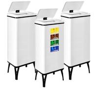 WELL HOME MOBILIARIO & DECORACIÓN 3 bidoni della spazzatura intelligente da 60 l, altezza: 95,5 (x35,5 x 26), bianco con etichette magnetiche